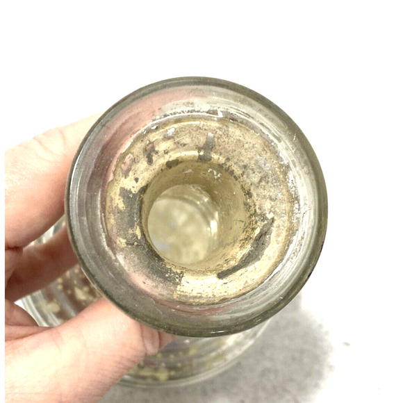 Vintage Mercury Glass Beehive Bottle with Ornate Floral Silvertone Metal Stopper - Picture 6 of 10